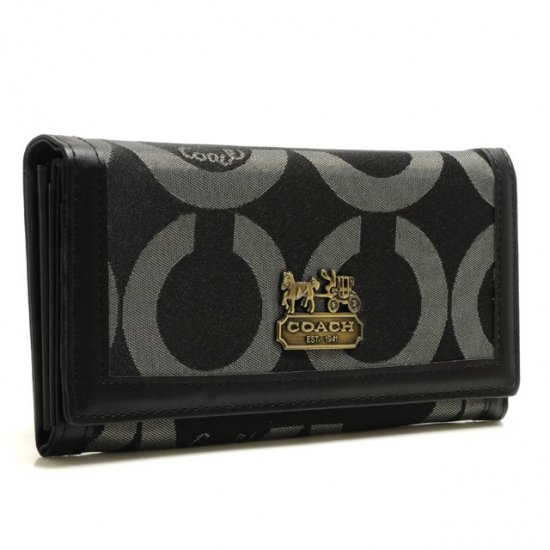 Coach Legacy Legacy Logo Signature Large Black Wallets BRW | Women